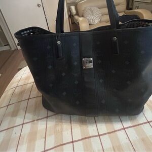MCM Black Tote Bag with Silver Accents
